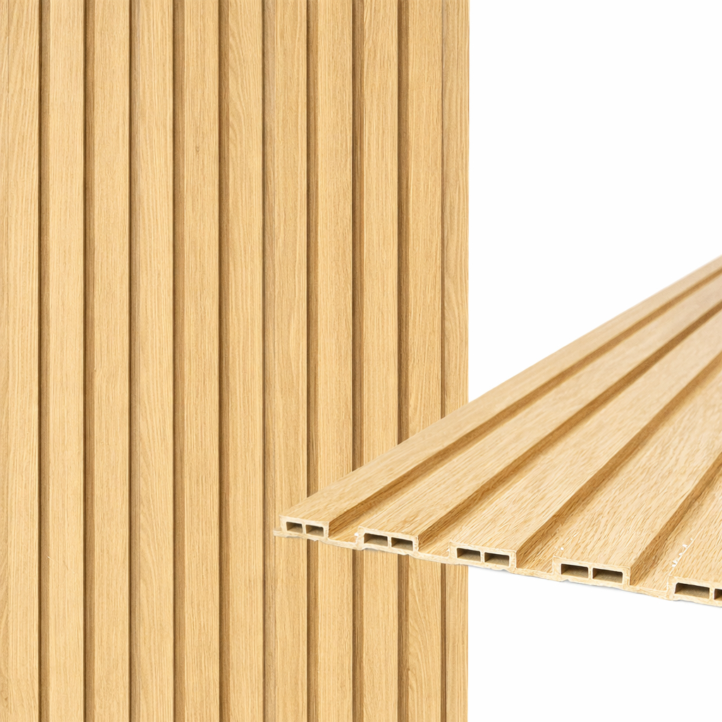 Kit 5 Painéis Ripados WPC Freijó 96x15cm 9mm - Revestimento Decorativo Parede Sala Quarto em Oferta na Shopee