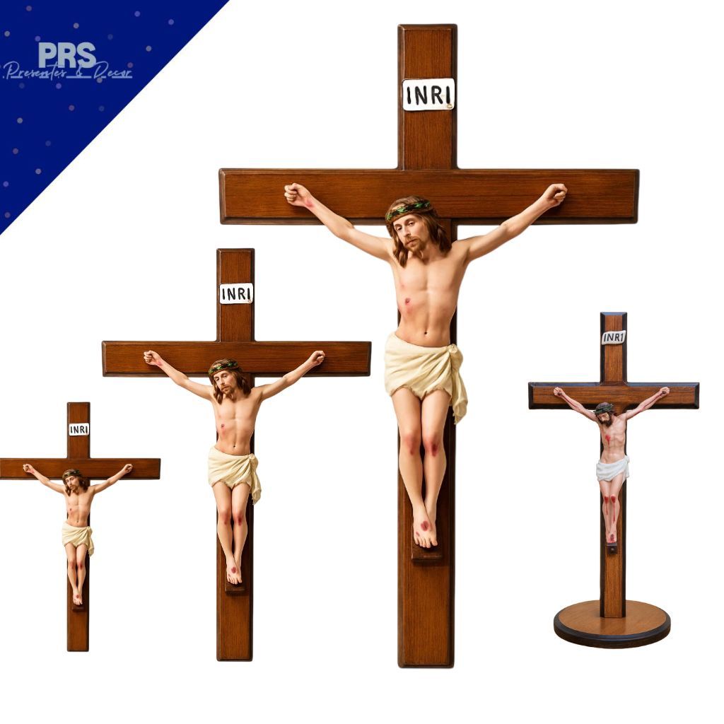 Crucifixo de Parede em Madeira e Resina Imagem de Jesus Cristo Decorativo para Ambientes Religiosos em Oferta na Shopee