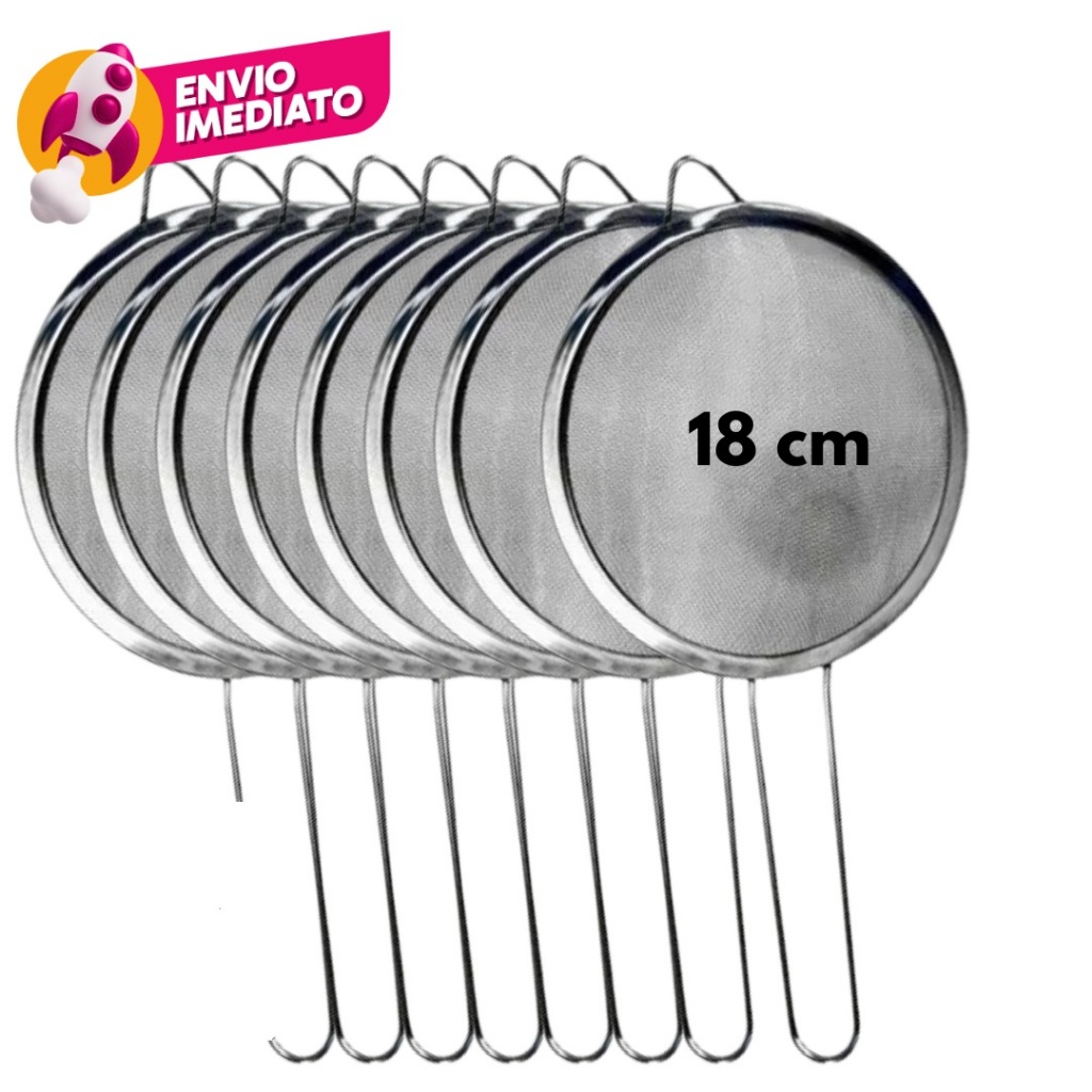 Kit Peneira Coador 18Cm Inox Utensílio Cozinha Polvilha Escorre Macarrão Jogo C/12, 15 Ou 20Un