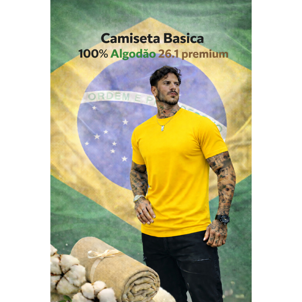 Camiseta Masculina Básica Gola Redonda Algodão Premium 20 Opçoes de Cores ao Seu Gosto