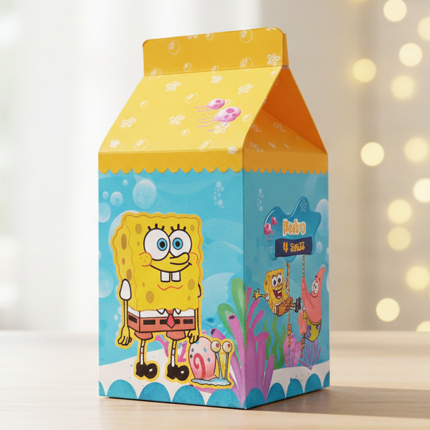 Caixa Milk Bob Esponja | Caixinhas Personalizadas Kit Festa Aniversário Lembrancinhas Mimos