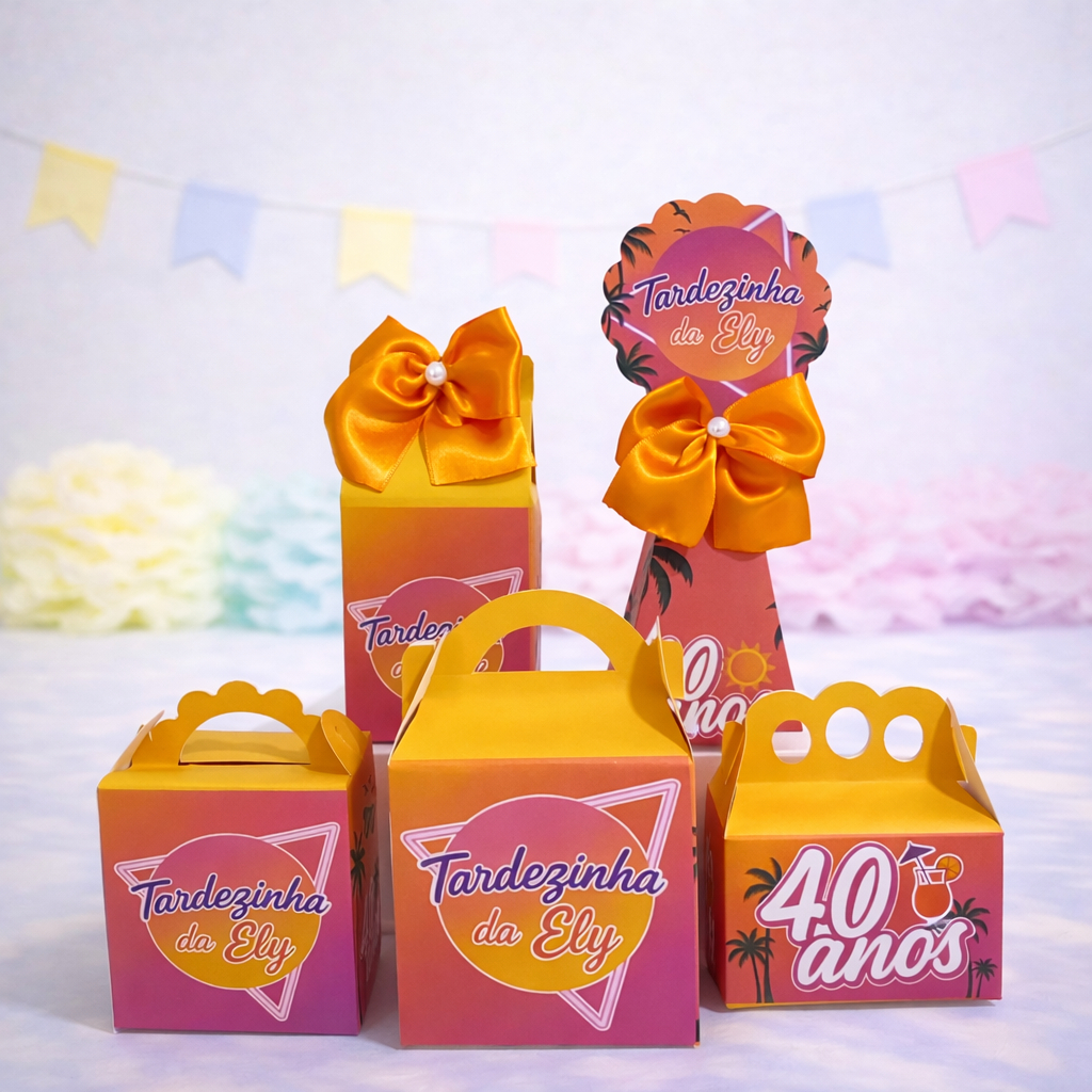 PEGUE E MONTE - Kit Festa Tardezinha Personalizados Aniversário–Lembrancinha - Caixinhas para Festa