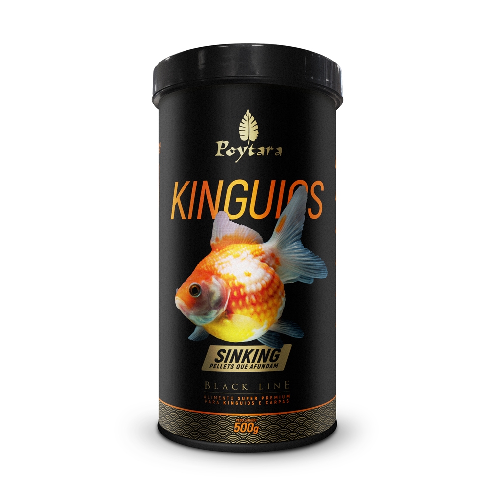 Poytara Black Line Sinking 500g - Kinguio ração super premium que afunda tamanho do grão p/ goldfish