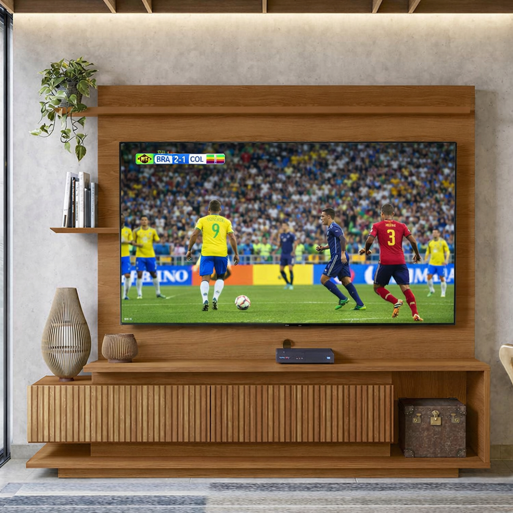 Estante Home para TV até 65 Polegadas Com 2 Portas Efeito Ripado 3d