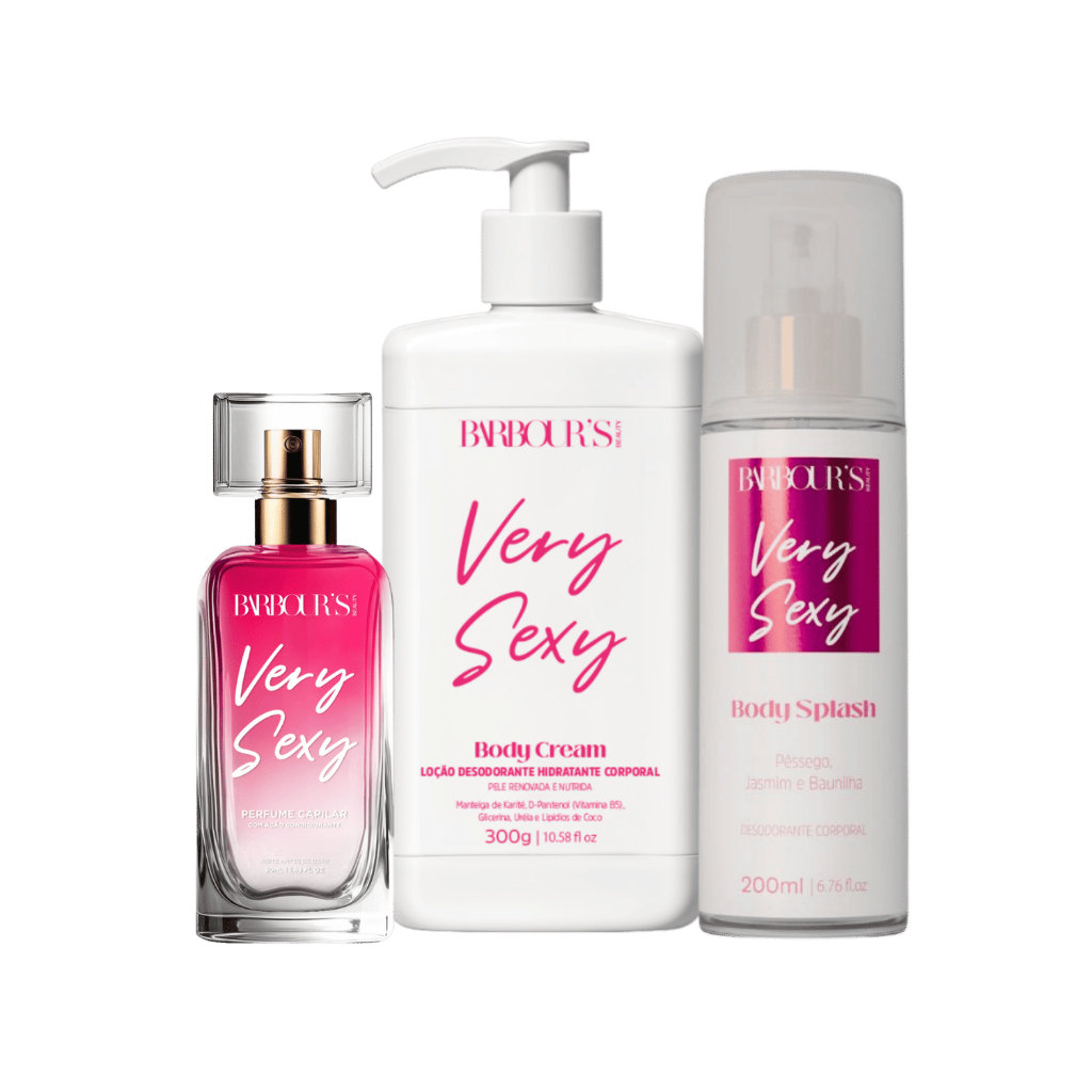 Kit Body Splash Hidratante Corporal Perfume Capilar Very Sexy Barbour's Beauty