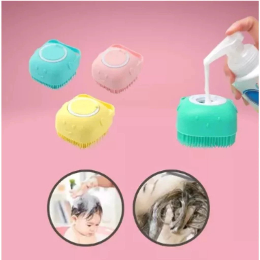 Escova de Banho de Silicone com Massageador e Dispensador de Sabonete, Cor Aleatória