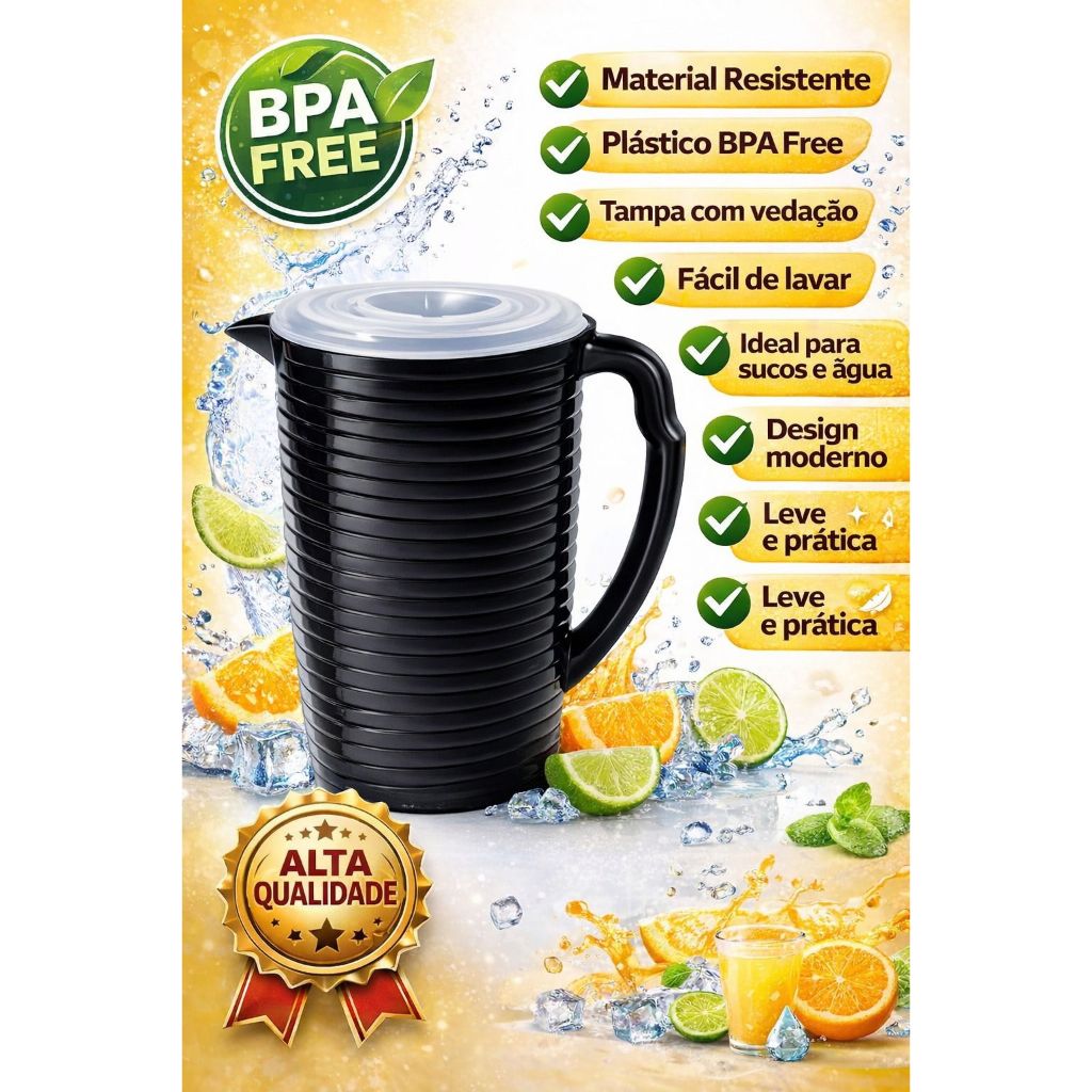 Jarra Suco Plástica 2 Litros Multicolor