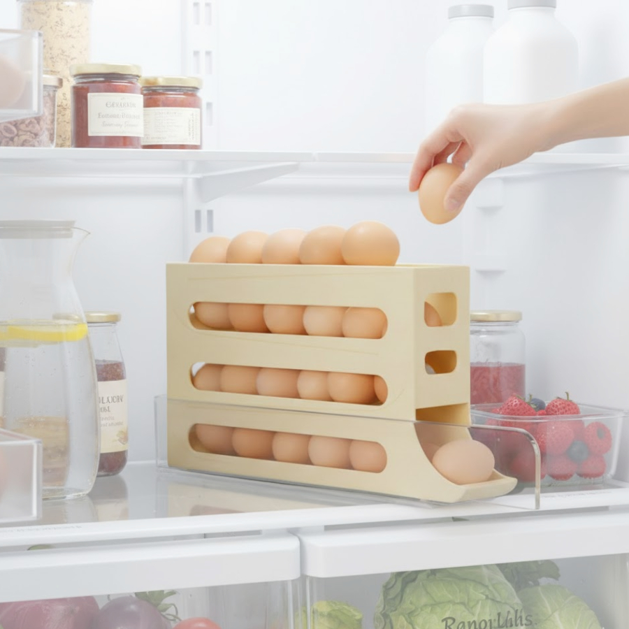 Imagem 1/2 PEÇA Suporte Porta Ovos Rolante 4 Andares Dispenser Armazena e Organizador de Ovos de Geladeira