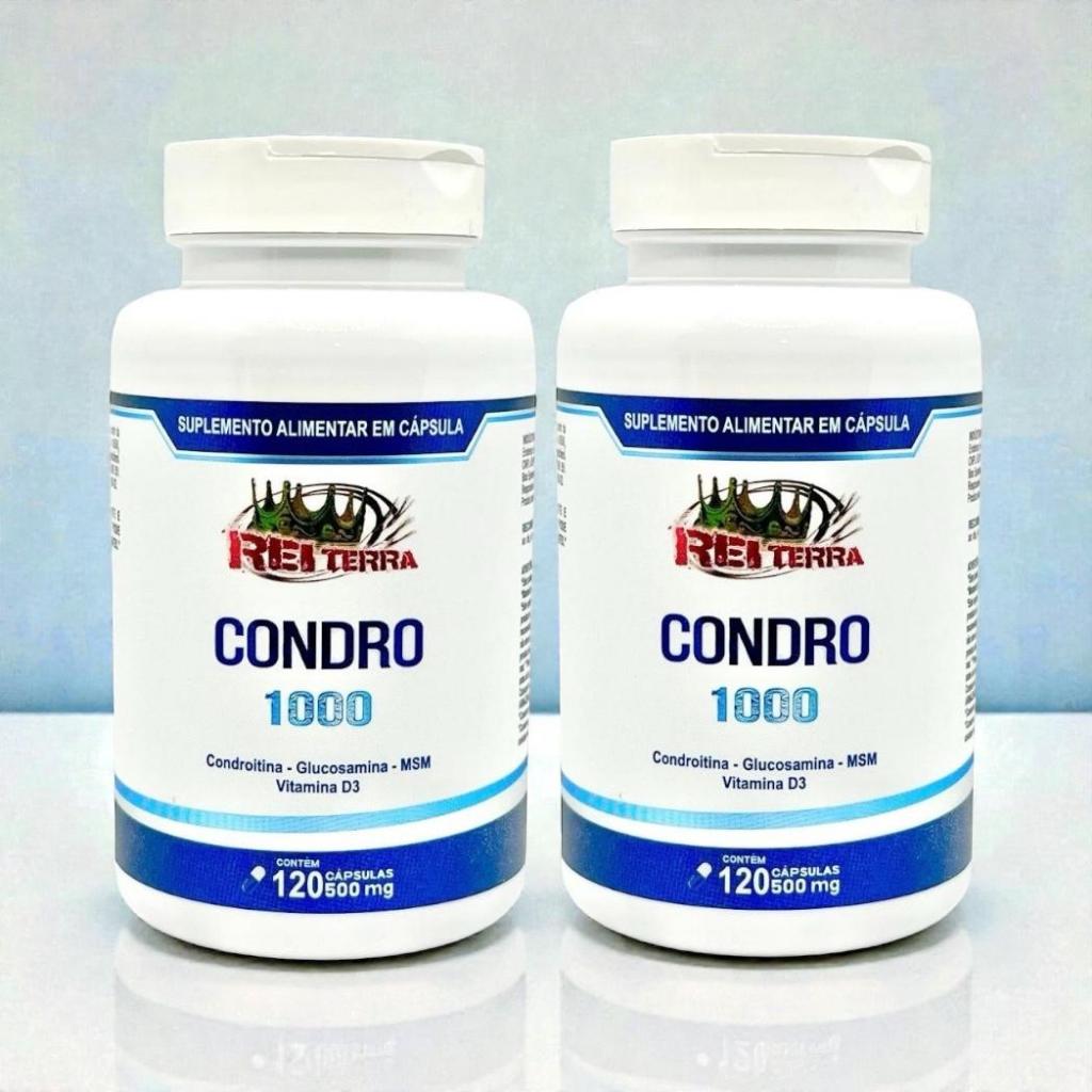 Kit 2 Condro 1000 Condroitina 400mg + Glucosamina 100mg + Vitamina D3 15mcg + Msm 600mg 240 Cápsulas - Rei Terra
