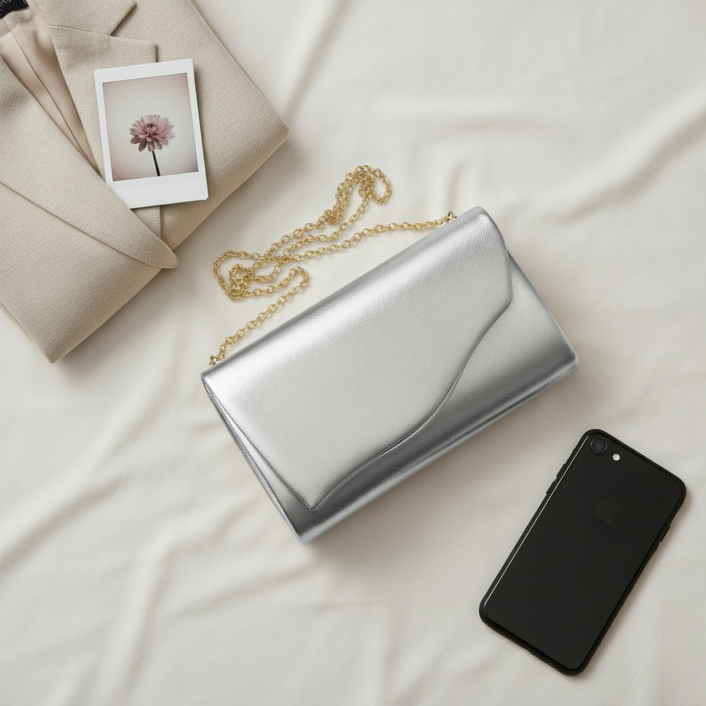 Bolsa de Festa Feminina Clutch Ondulada Luxo
