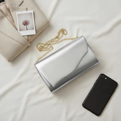 Bolsa de Festa Feminina Clutch Ondulada Luxo
