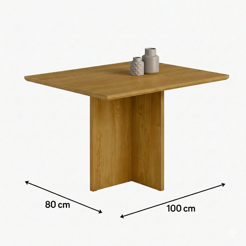 Mesa de Jantar Moderna 80x100cm Off White e Cinamomo 4 Pessoas – Confortse Salinas