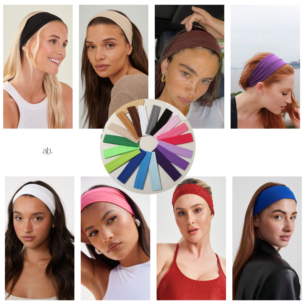 Faixa de Cabelo Feminina Colorida Elástica Acessório Variado em Oferta na Shopee