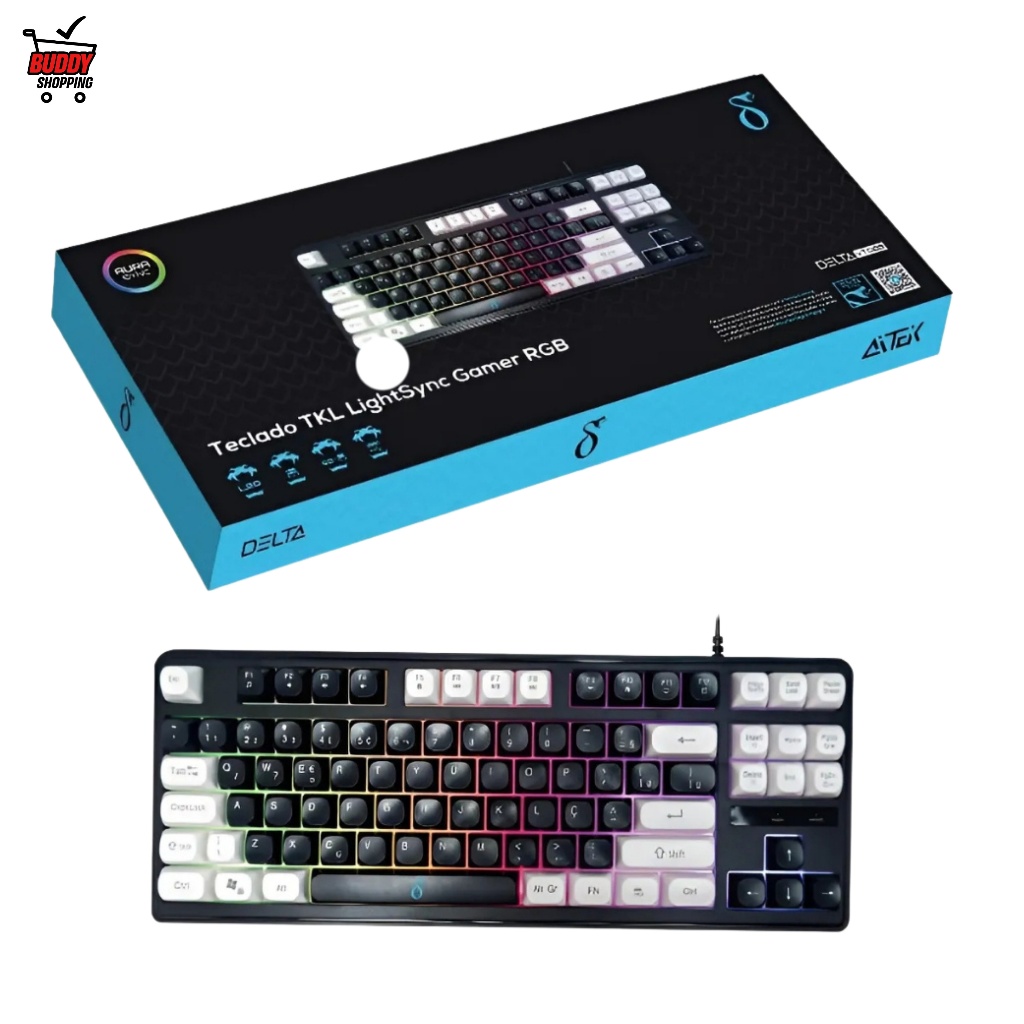 Teclado Gamer Semi Mecanico RGB Delta Gaming DELTA-VT088 87 Teclas TKL LED USB PC PS4 PS5 Xbox One em Oferta na Shopee