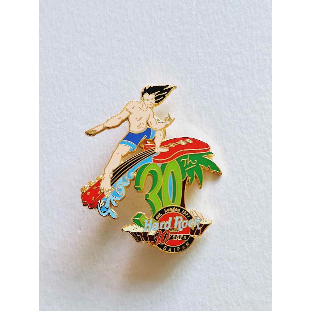 Pin / Broche - Hard Rock Cafe - Saipan, USA - 30 Years Logo Guitar Surfer Guy 2001