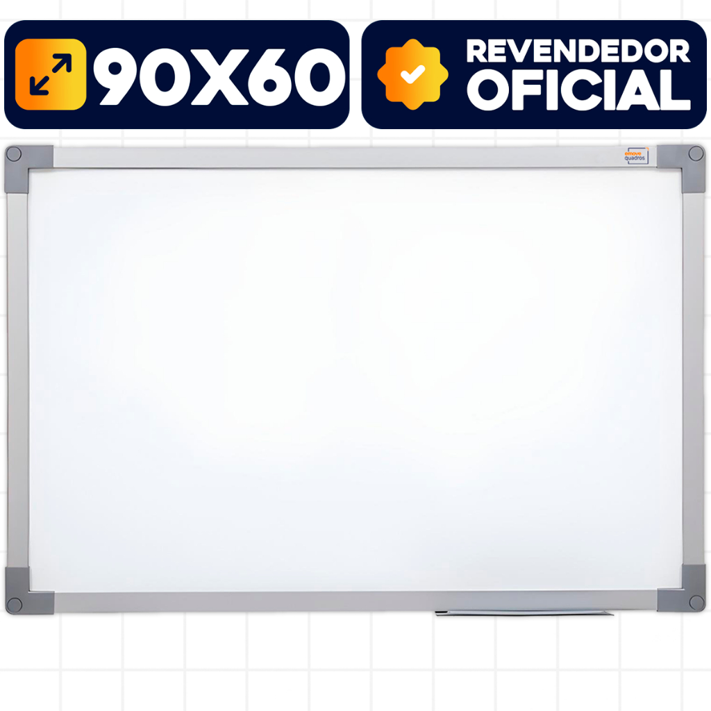 Quadro Branco Moldura Soft Mdf 90x60cm Alumínio Stalo Lousa Branca Escolar Multiuso Anotação