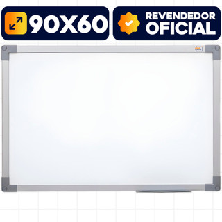Quadro Branco Moldura Soft Mdf 90x60cm Alumínio Stalo Lousa Branca Escolar Multiuso Anotação