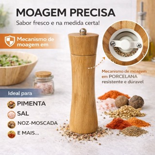 Moedores De Sal Pimenta Especiarias Em Bamboo Premium Decoração da cozinha em Oferta na Shopee
