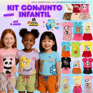 Kit 8/10/12 Conjunto Infantil Menina Look Estiloso Bebê Algodão Roupa Moda Criança Verão em Oferta na Shopee