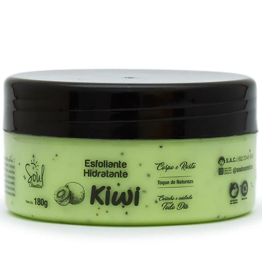 Hidratante Esfoliante Corpo E Rosto 180g Fragrância Kiwi Soul