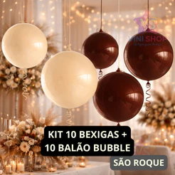 Kit 20 Balões - 10 Bubble 18” Bobbo + 10 Látex São Roque para Decoração