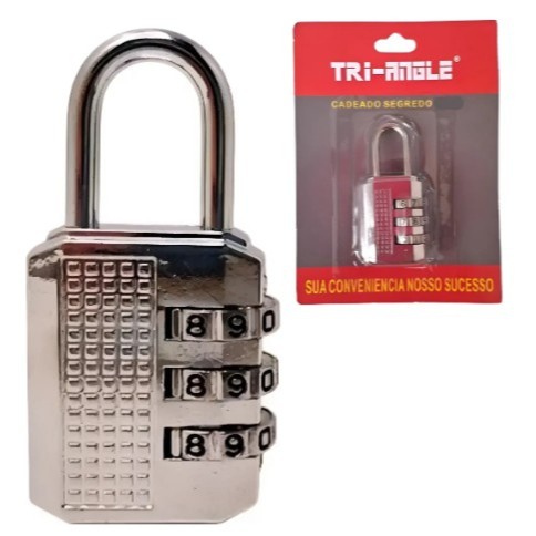 Cadeado Tri-angle Segredo Senha Cromado Seguranca 22mm Cromado