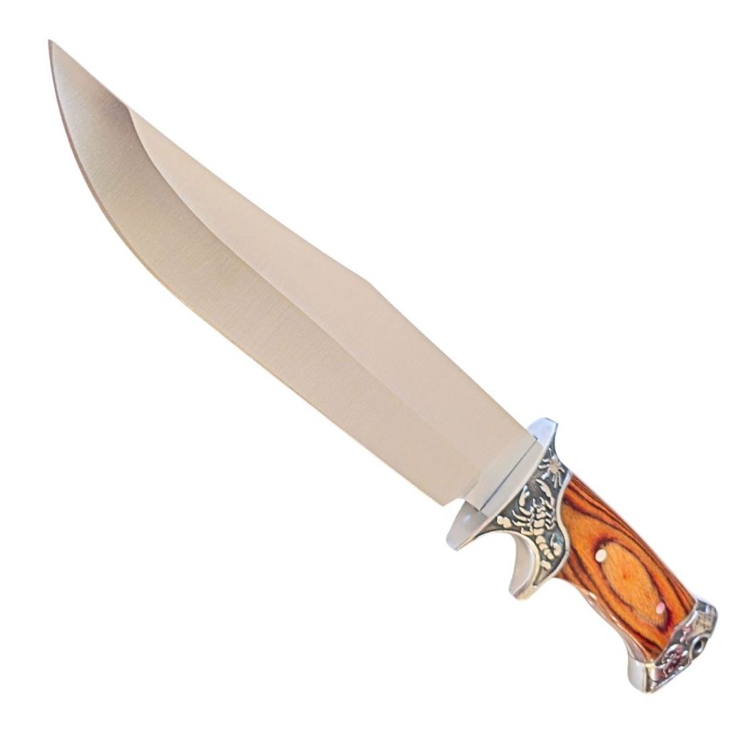 Faca Churrasco com Guarda Dupla em Metal Cabo Artesanal Modelo Luxo Com Bainha Pomo Metal
