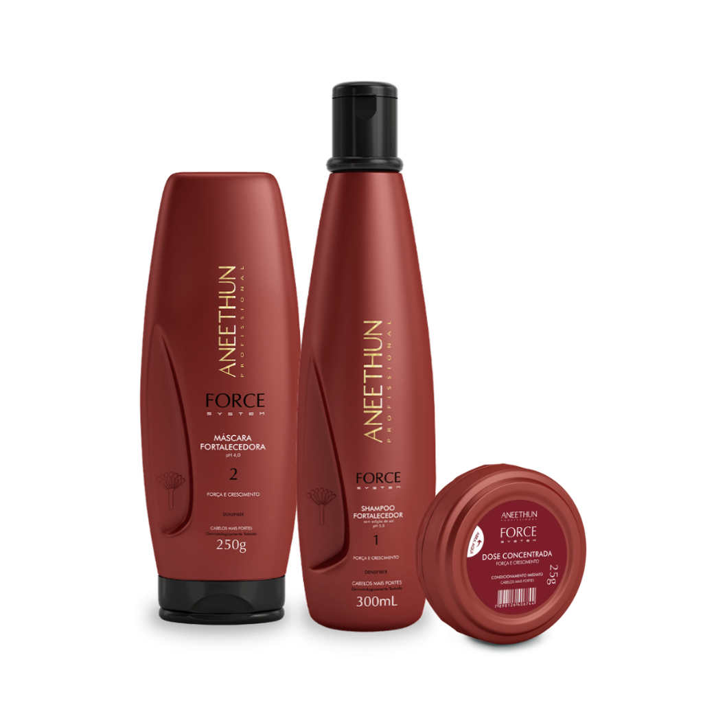 Aneethun Kit Shampoo Force System 300ML, Máscara Force System 250G Dose Fortalecedora 25G