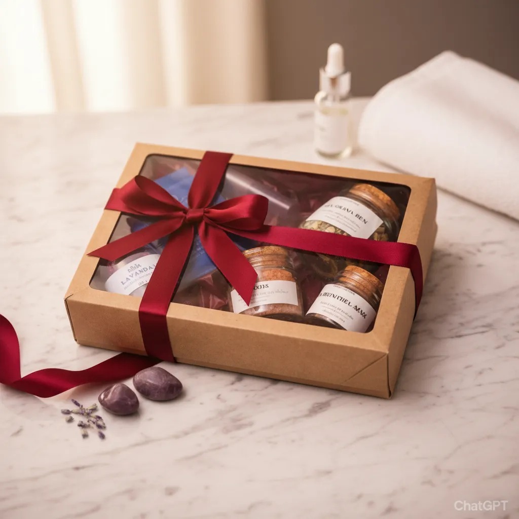 Kit Autocuidado Feminino Presente + Chá + Vela Aromática = Spa em Casa