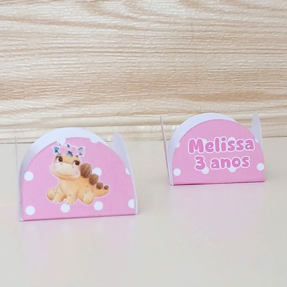 Forminha de Doces Personalizada Dinossauro Baby Menina / Festa Infantil / Aniversário / Lembrancinha