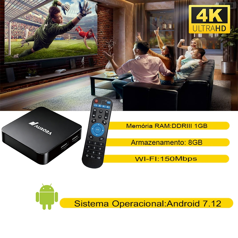 Aurora Elite TV BOX 4K UHD WiFi Dual band 1GB/2GB RAM 8GB/16GB ROM