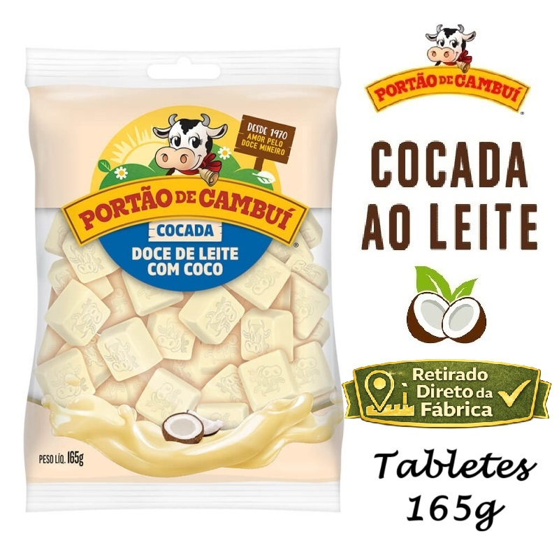 Cocada ao Leite Portão de Cambui - Tabletes 165g - 01 Pacote - Sem Amido