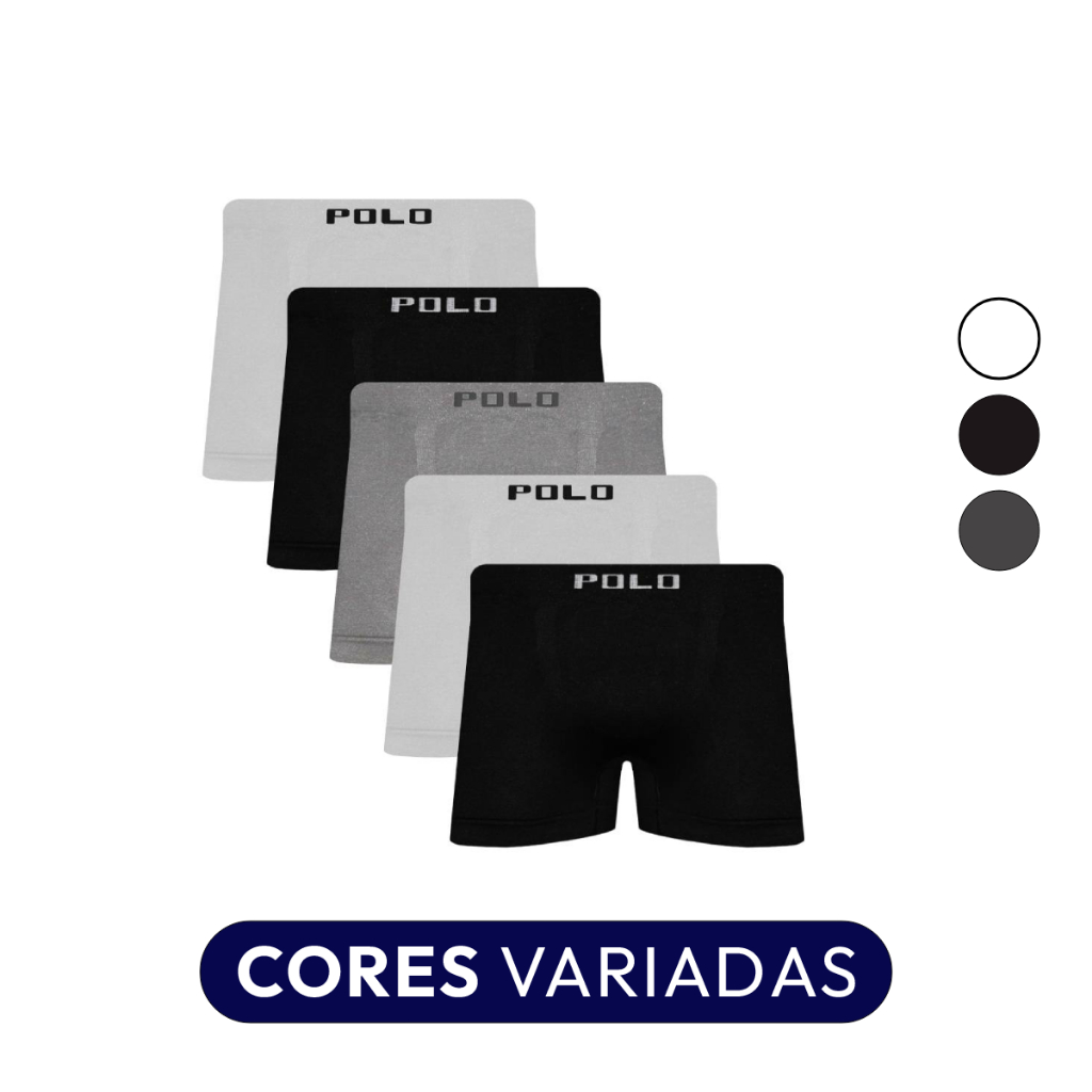 Kit 5 Cueca Boxer Masculina Microfibra Polo Star Sortida em Oferta na Shopee