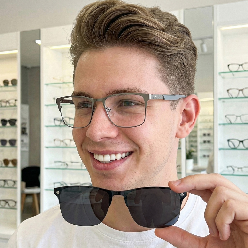 Armação Para Grau Masculina Clip On  Quadrada Ilook Versátil Exclusivo Clip Polarizado
