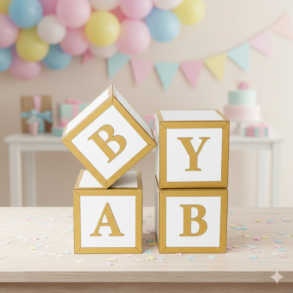 Kit Cubos Baby Em MDF Decoração Elegante P/ Chá de Bebê e Chá Revelação em Oferta na Shopee