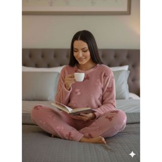 Pijama Feminino UltraSoft Inverno Conjunto Peluciado - Pijama Frio em Oferta na Shopee