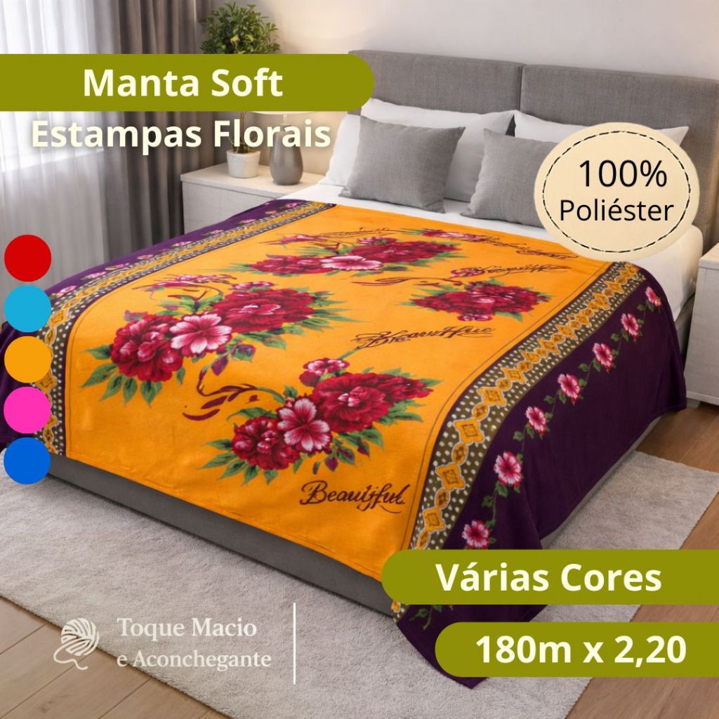 Manta Soft Casal 100% Poliéster para Cama ou Sofá - Conforto e Estilo