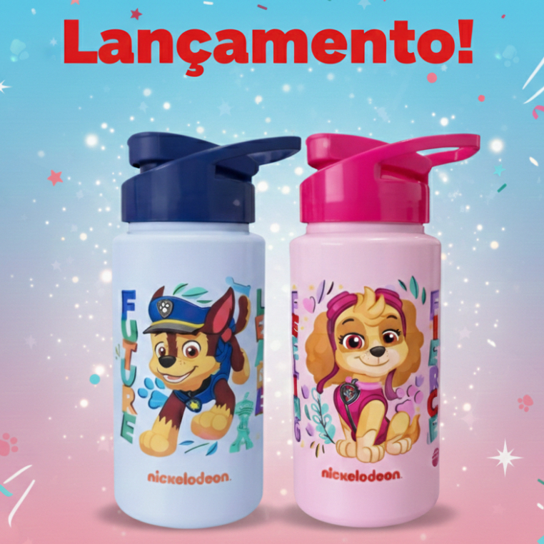 Squeeze Garrafinha de Água Patrulha Canina Chase Skye Plástico 500ml Lancheira Garrafa BPA FREE em Oferta na Shopee