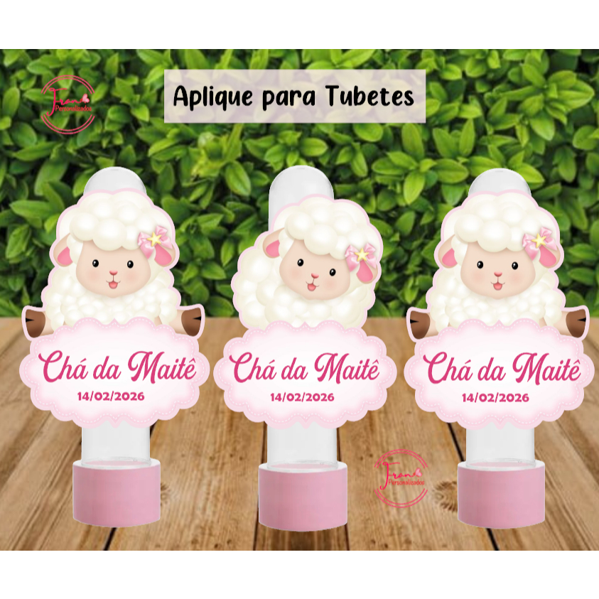 APLIQUES PARA TUBETES OVELHINHA - LEMBRANCINHAS PERSONALIZADAS - FESTA INFANTIL - MÊSVERSÁRIO - CHÁ DE BEBÊ