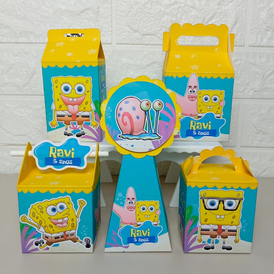 ENVIO RÁPIDO Kit Festa Bob Esponja Lembrancinha Aniversário Infantil - PEGUE E MONTE