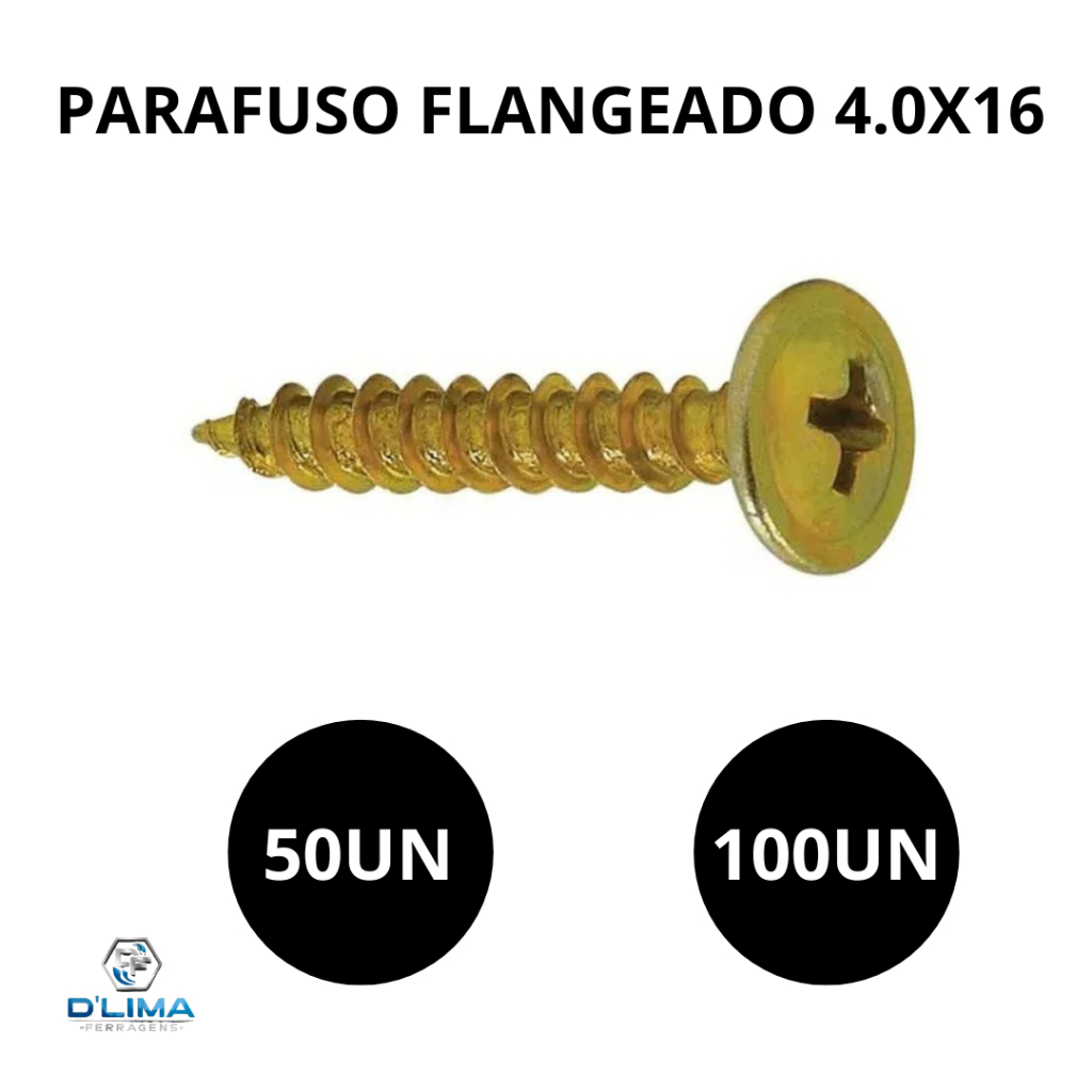 Parafuso Chipboard  Flangeado 4.0x16 Fixação - Moveis, MDF, Aglomerado, Madeira, Chapa