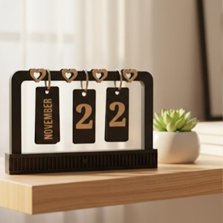 Calendário Permanente de Mesa Decorativo Corações | Data Ajustável | Decoração Moderna Escritório Home Office e Presente em Oferta na Shopee