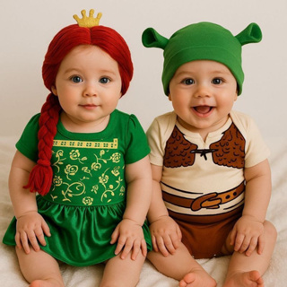Kit Body Bebe SHREK Body + Touca Fiona + Trança Bori Temático de Mesversario Infantil em Oferta na Shopee