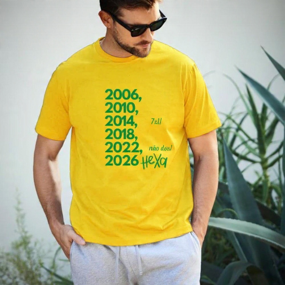 Camiseta Feminina Copa do Mundo Hexa BRASIL Seleção Brasileira 100% algodão Unissex Futebol