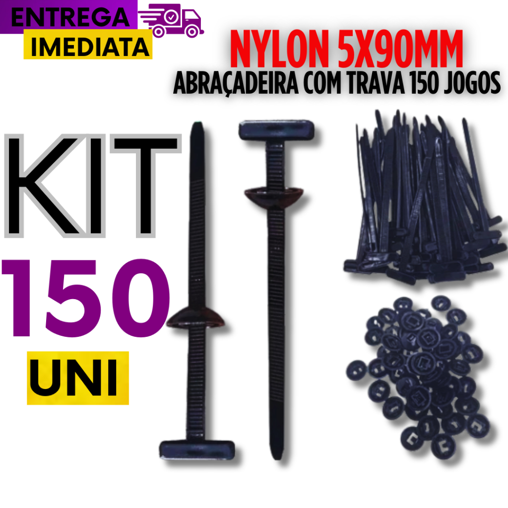 Conjunto 150/100/50 De Abraçadeira 5X90 Com Travamento Automático Fivela Universal  Nylon Resistente