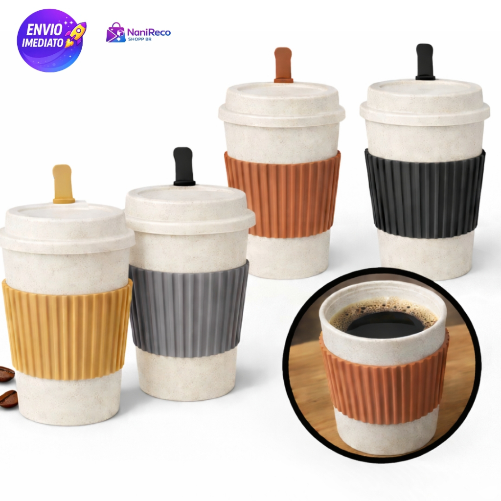 Copo Térmico Reutilizável com Tampa para Café e Chá Ideal para Trabalho, Faculdade, Carro e Viagens em Oferta na Shopee