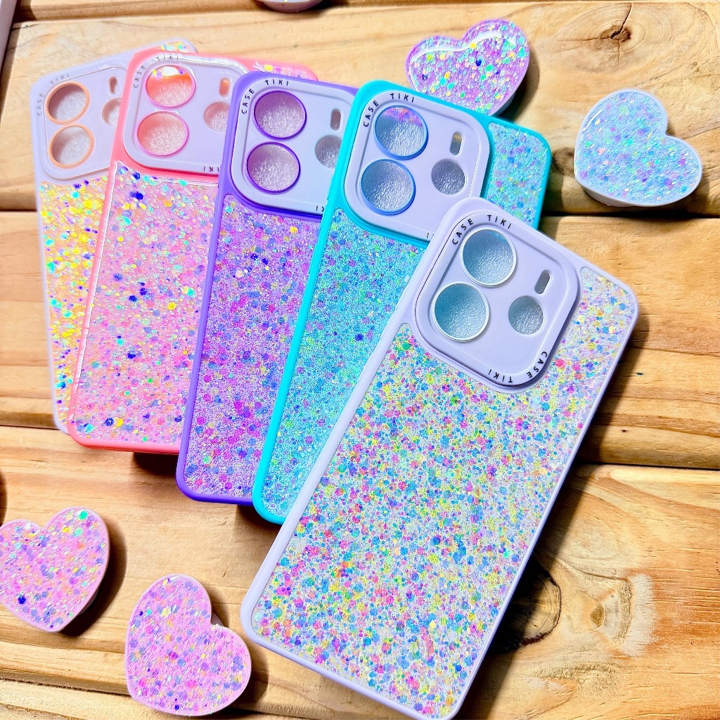 Capa capinha Anti Impacto com suporte de coração Glitter para Xiaomi Redmi Note 14 4G / Redmi Note 14 5G - Pop Glitter