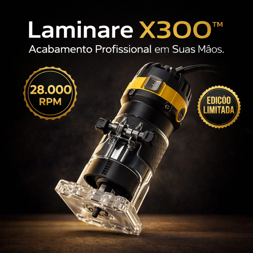 Tupia Laminadora Elétrica 300W 28.000RPM Profissional 6,35mm Compacta Transparente 110V Marcenaria