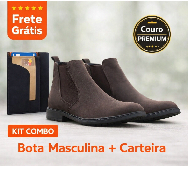 Kit Botina Masculina Chelsea De Couro Premium Country Trabalho Roça Fazenda  + Carteira Kit Promoção em Oferta na Shopee