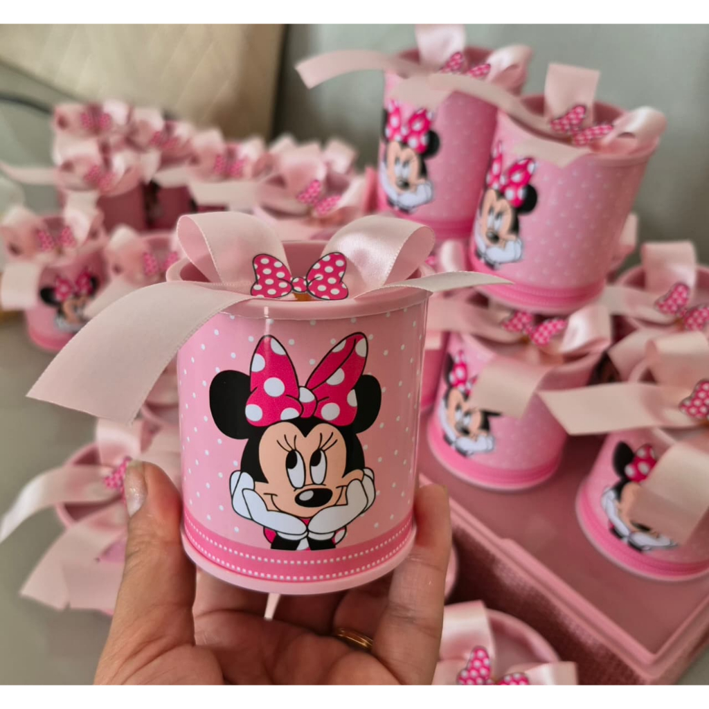 Tubolata 7x6 Minnie Rosa Personalizada | Nome e Idade | Lembrança Festa Infantil Menina Aniversário